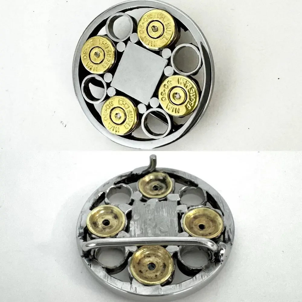 Vintage Bullet Casing Belt Buckle Small Silver/Gold Tone Mens Unisex